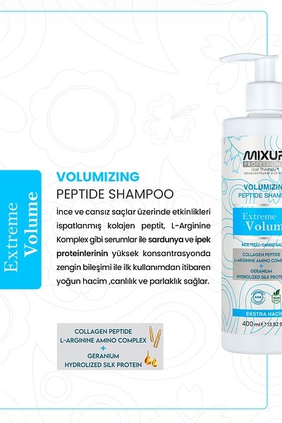 Mixup 400 مل ببتيد الكولاجين المكثف للشعر الرقيق - شامبو L-Arginine Amino Complex