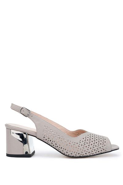 Tamer Tanca Genuine Leather Women's Mink Heeled Sandals