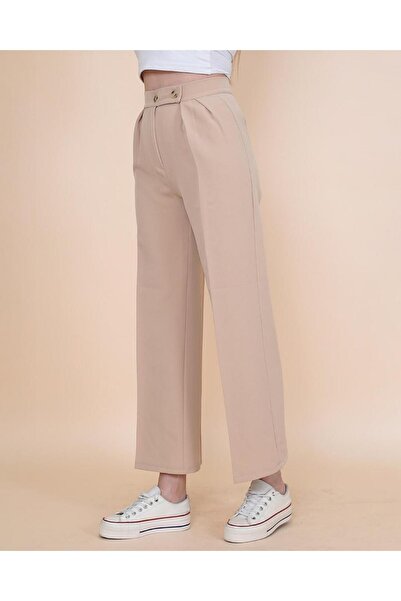 Livik Rosse Gold Beige 90s Super High Loose γυναικείο παντελόνι Palazzo - Διπ...