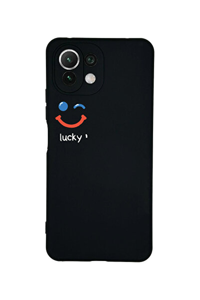 Merwish Xiaomi Mi 11 Lite Uyumlu Lucky Desenli İçi Kadife Lansman Silikon Kıl...