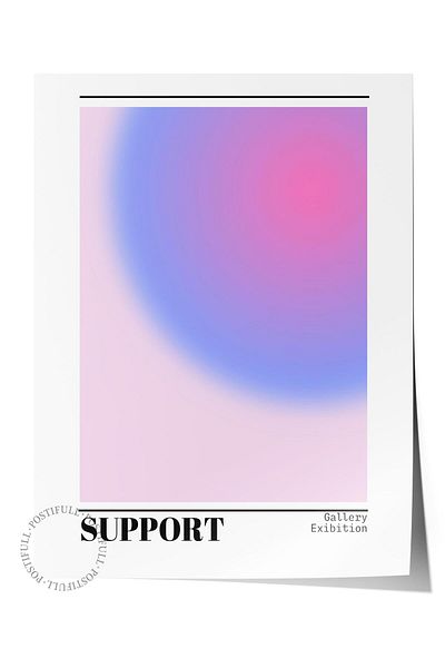 Postifull Aura Series NO:142 - Υποστήριξη ροζ και μπλε, αγγελικός αριθμός, έγχρωμη αφίσα χωρίς πλαίσιο