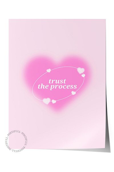 Postifull Aura Series NO:190 - Ροζ, μοτίβο "Trust the Process", πολύχρωμη αφίσα με αριθμό αγγέλου