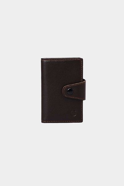 Grande 827 Model Genuine Leather - Πορτοφόλι θήκης κάρτας ακορντεόν κάθετη και κουμπωτή, Arsel Brown