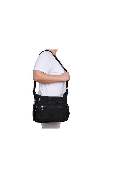 Bagacar Τσάντα ώμου 213 Klinkir Quality Fabric Crossbody Μαύρη
