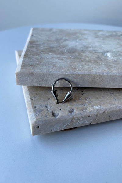 Jaida Moda Unisex Gümüş Spayk Model Çelik Halka Piercing