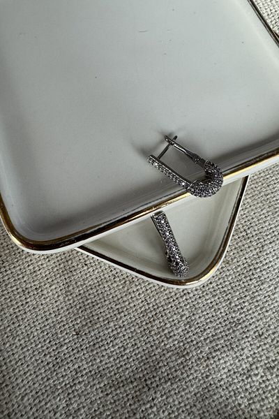 fuya design Silver Needle Steel Earrings - Minimal Safety With Stones