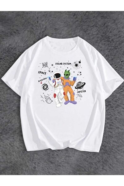 PERISENSE Tricou oversize unisex cu imprimeu Space Planet