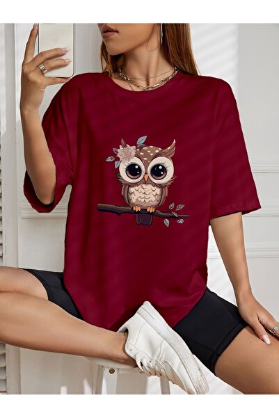 LOTS MODA Χαριτωμένο μπλουζάκι με στάμπα κουκουβάγιας