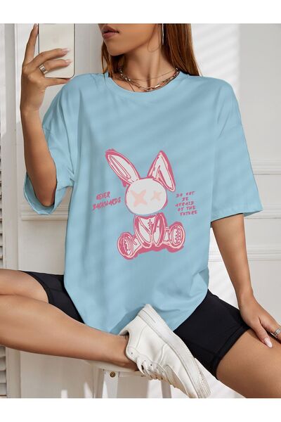 LAND MODA Μπλουζάκι με στάμπα Rabbit Oversize