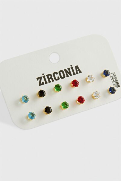 AKSESUARIM 12 Pieces Zircon Single Stone Earrings