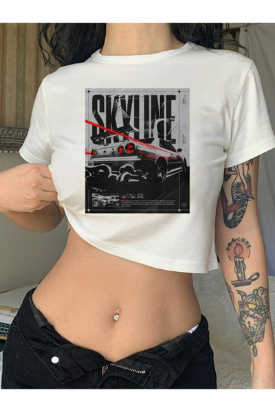 Violon Model Skyline, štampana bela ženska majica kratkih rukava