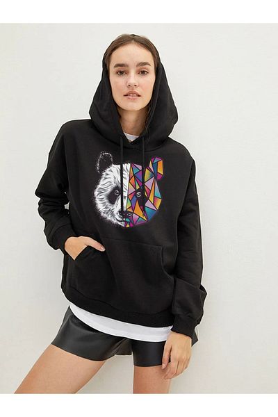 LAND MODA Hanorac cu glugă cu imprimeu panda