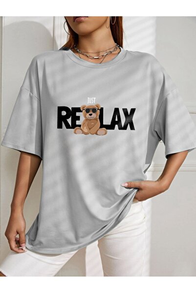 LAND MODA Μπλουζάκι Just RELAX Printed Oversize