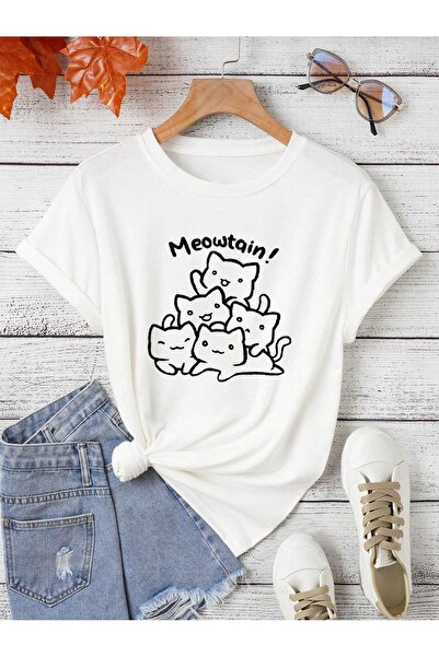 LOTS MODA Μπλουζάκι με στάμπα Cat Oversize