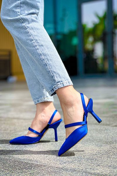oyyo Satin ultra elegant - Pantofi confortabili pentru femei cu toc, cu bretele și spate deschis