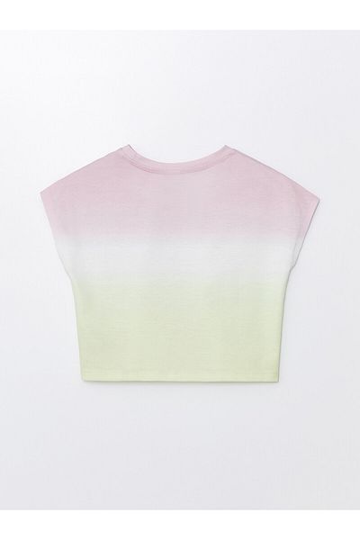 LC Waikiki Crop-T-Shirt für Mädchen mit Rundhalsausschnitt – bedruckt, kurze Ärmel