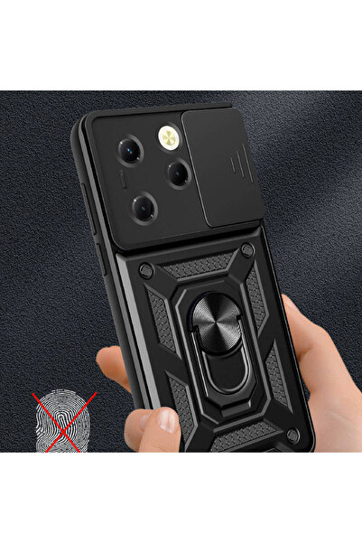 Fibaks Tecno Spark 20 Pro Case with Camera Protection with Sliding Ring Armor Military Tank Protective Cover
