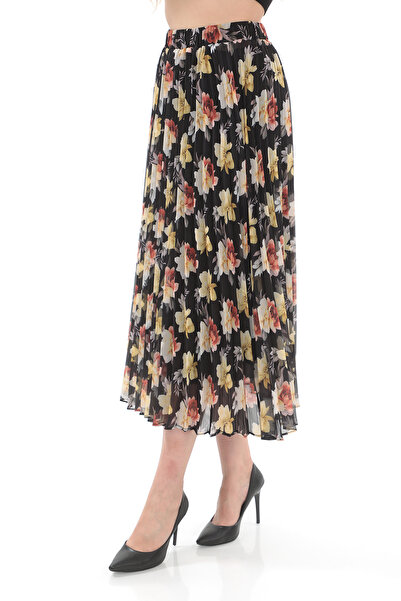 SORALLİNE Fusta de damă din șifon Empire Plisoley model Big Rose 786