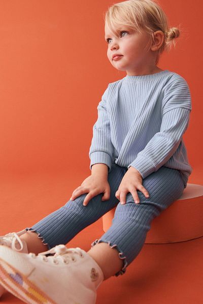 Next Baby Blue Corded Cotton Long Sleeve Suit Set