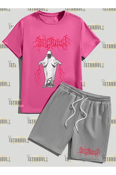 aynewmoda Terrible Yildirimli Printed T-shirt and Shorts Set