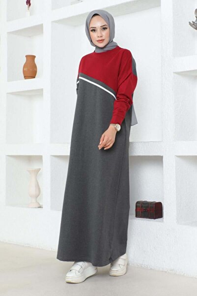 MG Λεπτομερές αθλητικό φόρεμα με ρίγες ANTHRACITE