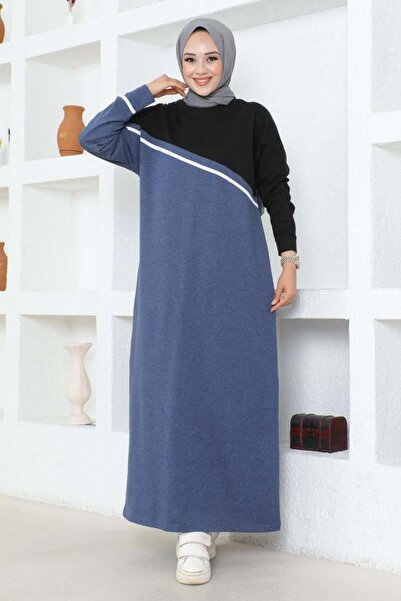 Genel Markalar Şerit Detaylı Spor Elbise  İNDİGO