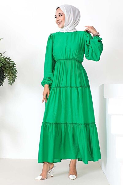 SGS Πράσινο Φόρεμα Μαντίλι - Ελαστική μέση