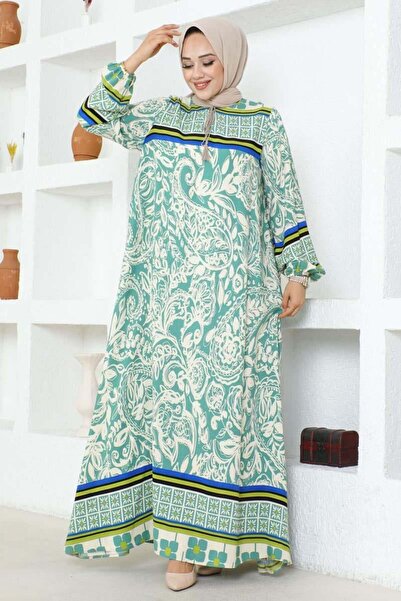 SGS Πράσινο φόρεμα βισκόζης - Λεπτομέρεια με φούντα