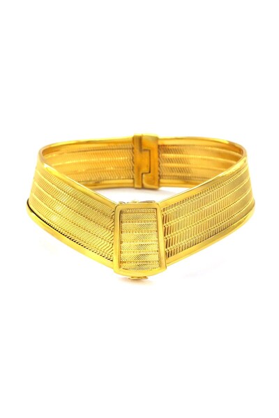 FerizZ İmitasyon Trabzon Hasırı Altın Kaplama 4 Sıra Kelepçe Blz-597