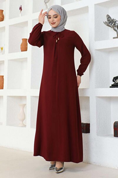 SGS Φόρεμα Βουργουνδίας Βισκόζης - Πιέτα