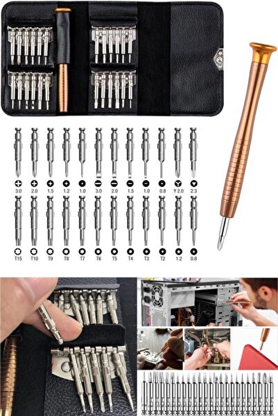 TUTYAKALA Mini Cüzdan Tornavida Seti - Elektronik Gözlükçü Tornavida Seti 24 Parça Elektronikçi Tornavida Seti