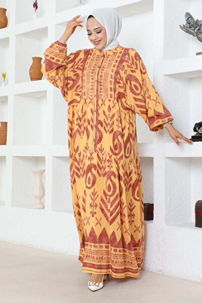 SGS Φόρεμα από βισκόζη με κίτρινο έθνικ σχέδιο