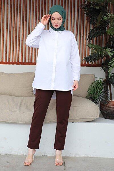 MG Γυναικείο καφέ παντελόνι με κορδόνια