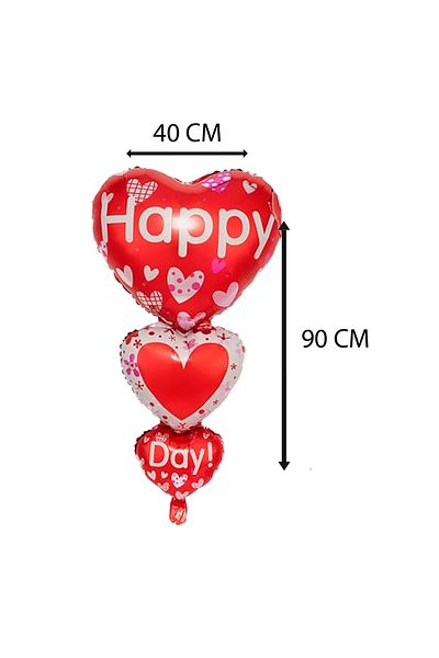 Parti dolabı 1Pc 90cm Large 3 Tiers Happy Day Foil Heart Balloon Marriage Proposal Anniversary Romantic Home Ornament