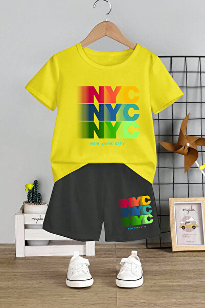 MYADA Set 2 piese pentru copii cu imprimeu NYC New York City - Guler rotund 1...