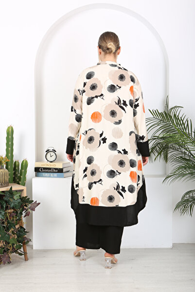 XL Modam Plus Size Black Mink Tunic and Trousers Set - Viscose Woven