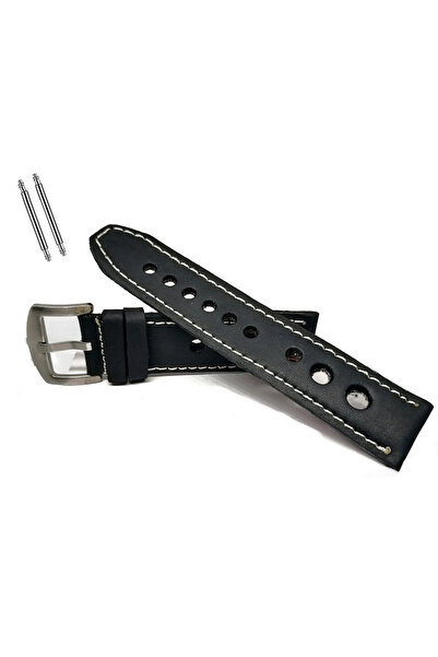 FADO Tissot Fossil Panaray Crayz - Genuine Leather Black 24mm Compatible Wris...