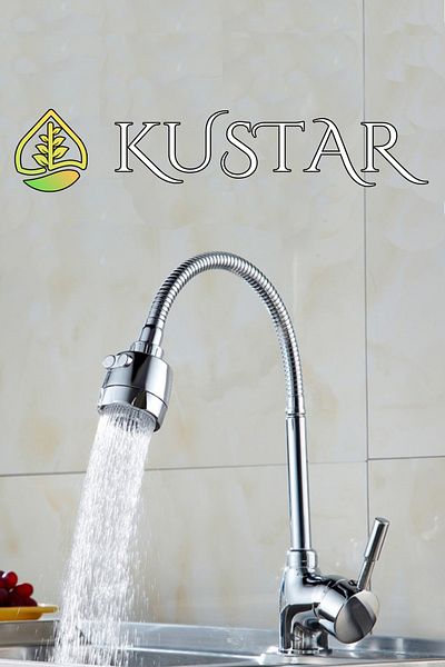 KUSTAR Acro 360-Degree Adjustment 2-Function Spiral Tubing on Off Kitchen Sink Faucet Hot Cold