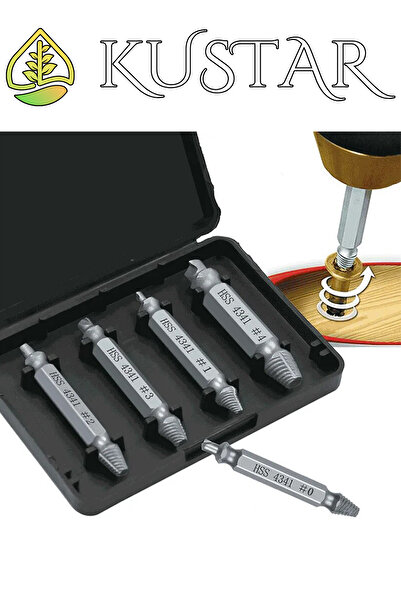 KUSTAR 4'lü Matkap ucu seti hasarlı hatalı vida sökücü kılavuz açma kırık vid...
