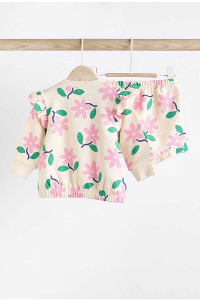 Next Baby Floral Patterned 100% Cotton Set - Top and Bottom Set