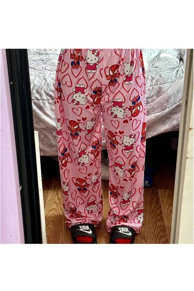BROOD's Hello Kitty Λεπτομερές ροζ Unisex παντελόνι Y2K
