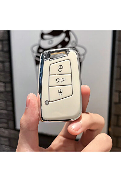 renkstore Volkswagen Passat B8 Skoda Superb Kodiaq - Λευκό μπρελόκ σιλικόνης
