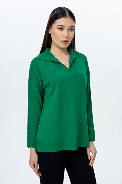 GND Pulover tricot subțire cu guler de cămașă