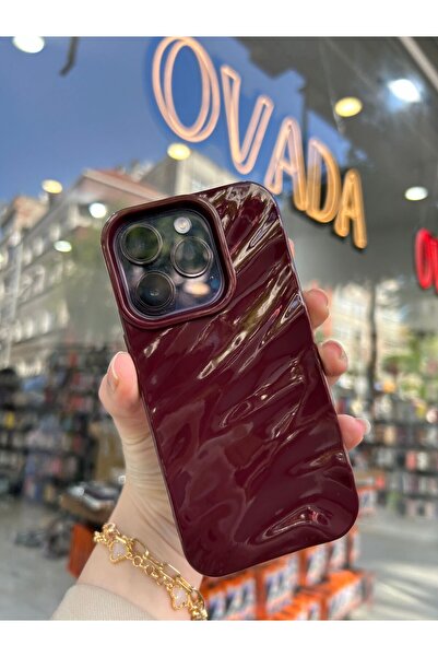 OVADA İphone 15 Pro Uyumlu Kamera Koruma Çıkıntılı Dalga Desenli Kabartmalı Kılıf