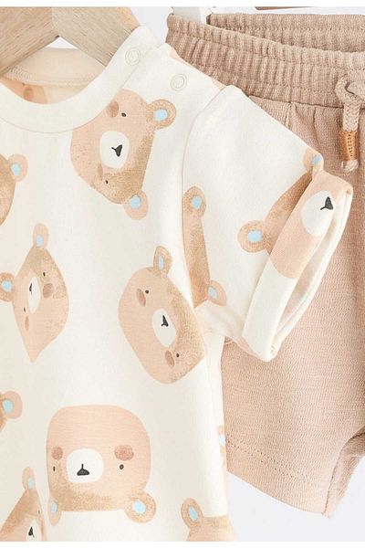 Next Baby Teddy Bear Patterned 100% Cotton Set - Top and Bottom Set