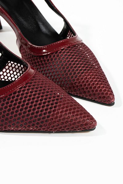 DUXAL SHOES Berlin Mesh - Open Back Heeled Shoes with Pointed Toe and Buckle Detail
