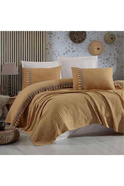ŞENER HOME Bohemline V6 Mustard - Double Jacquard Pique Set