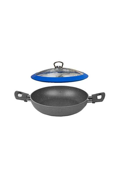 Mehtap 20 CM Blue Granite Pan - With Silicone Lid