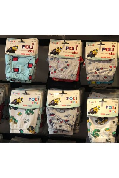 POLI Children's Patterned Lycra Boxers 3 Pcs