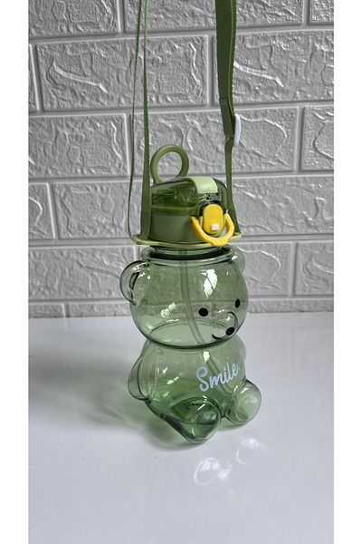 RKY SERENITY Teddy Bear Figured - Drinking Bottle with Straw and Lock, Neck Hanger